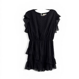 NWT Eesome Black Ruffled Tiered Dress. Lined. Sz S.